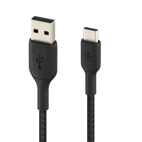 Câble USB vers USB-C 18W Nylon Tressé 1m Charge et Synchro Belkin noir