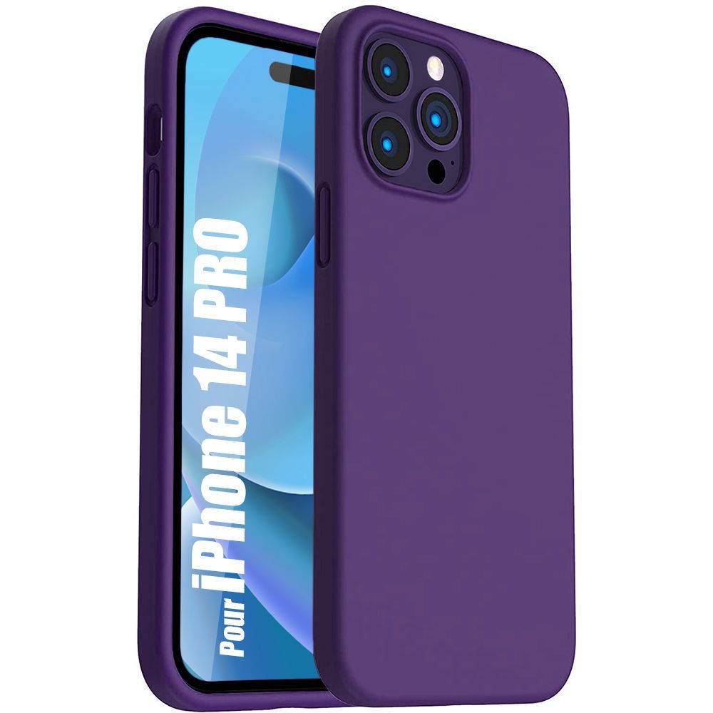 Coque Pour Iphone 14 Pro Violet Foncé Mat Protection Silicone Antichoc - E.F.Connection