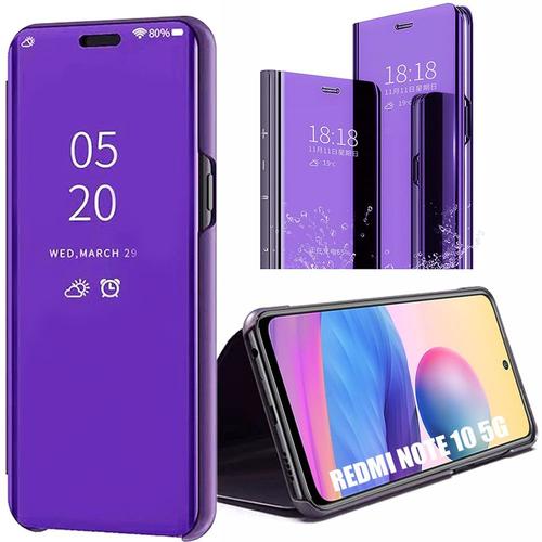 Coque Pour Xiaomi Redmi Note 10 5g Effet Miroir Fenêtre Translucide Grande Protection Violet - E.F.Connection