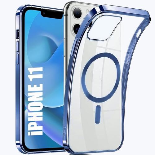 Coque Silicone Pour Iphone 11, Ultra Slim Antichoc Avec Anneau Magnétique - Bleu - E.F.Connection