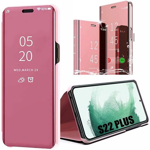 Coque Pour Samsung Galaxy S22 Plus Rose Anti-Rayure Réflex Miroir Protection 360 Degré - E.F.Connection