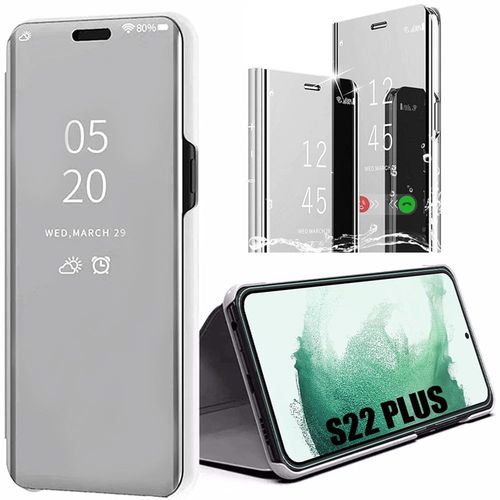 Coque Intégrale Pour Samsung S22 Plus Protection 360 Clear View Smart Case - Argenté - E.F.Connection