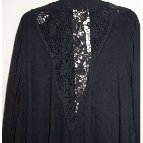 Gilet Femme Long Noir Et Dentelle Danny Taille U