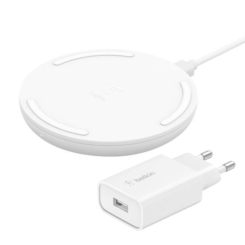 Chargeur Sans Fil Qi 10w Avec Chargeur Secteur + Câble Quick Charge Belkin Blanc