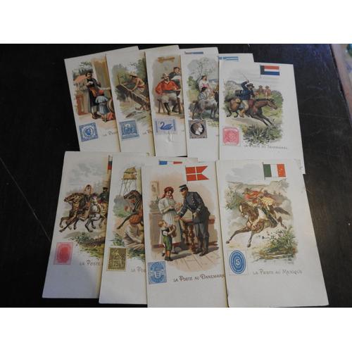 Lot De 10 Cartes Postales Anciennes : La Poste Au Mexique, Transvaal, Grèce Australie Danemark Indochine Russie Pérou Hongrie Monténégro