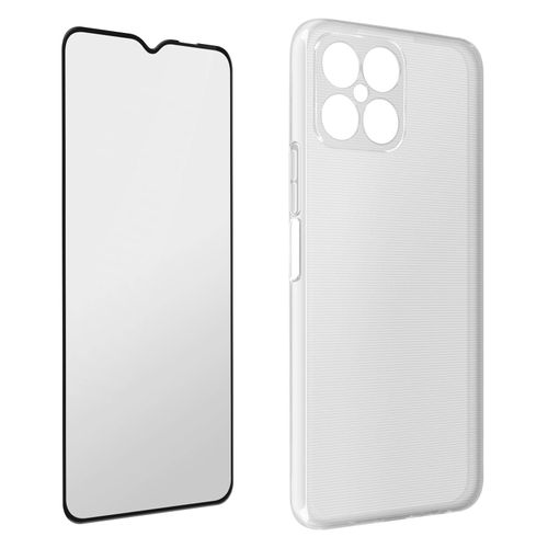 Coque Honor X8 5g Et Honor X6 Silicone Gel Et Film Verre Trempé 9h Contour Noir