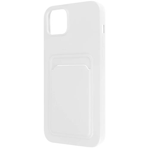 Coque Iphone 14 Silicone Souple Porte-Carte Blanc