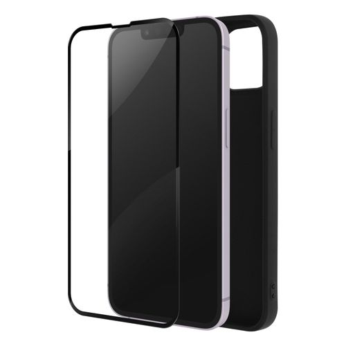 Coque Iphone 14 Plus Silicone Gel Souple Noir Et Verre Trempé 9h Contour Noir