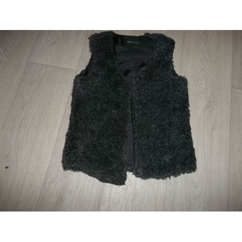 Gilet Davy Paris Gris Anthracite Fausse Fourrure Xs