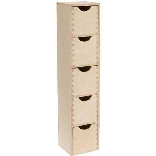 Zeller 13190 Coffret 5 Tiroirs En Bouleau, 13 X 12 X 58 Cm?
