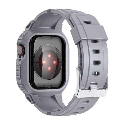 Bracelet Pour Apple Watch 41mm / 40mm / 38mm Silicone Avec Coque Antichoc Gris