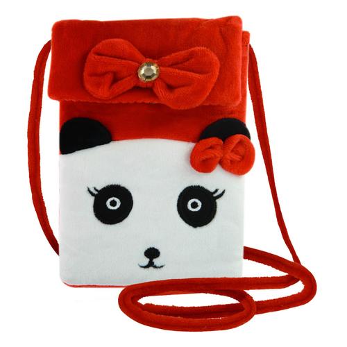 Pochette Bandoulière Pour Smartphone En Tissu Design Panda Rouge Et Blanc