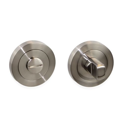 Emuca Jeu rosace de condamnation avec rosace ronde pour porte intérieur, diamètre 50 mm, zamak, Nickel satiné, 5 un