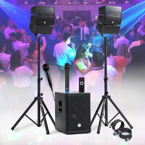 Pack Sono DJ complet 1000W BM SONIC, 2 Enceintes satellites SUB 31cm USB/Bluetooth 2 MICROS, Animation, Mariage, Baptême, Soirée