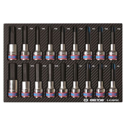 Module mousse + PP 18 pièces douilles 1/2 Torx--6 pans Mâles
