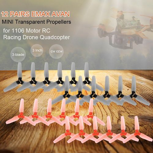 12 Paires D'hélices 3 Lames Transparentes De 3 Pouces Cw Ccw Pour Drone De Course Rc À Moteur 1106-Générique