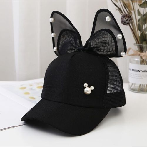 Casquette De Baseball À Gros N¿Ud Pour Enfants De 2 À 8 Ans, Chapeau De Protection Solaire À Rabat En Perles, En Maille, Oreilles De Lapin