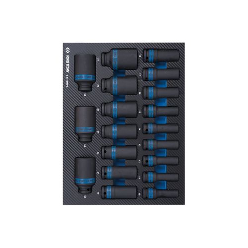 Module mousse + PP 19 pièces douilles chocs longues 1/2