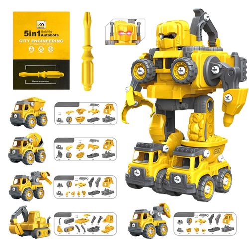 Jouets De Construction Pour Enfants, Robot À Démonter, Camion De Pompiers, Léger Et Musical, Rc