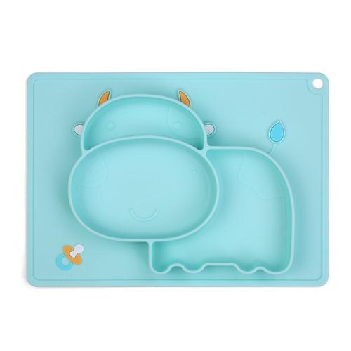 Napperon En Silicone En Forme D'hippopotame, Tapis D'assiette Alimentaire Pour Bébé Résistant À La Chaleur Avec 3 Emplacements Séparés Pour Les Tout-Petits Enfants