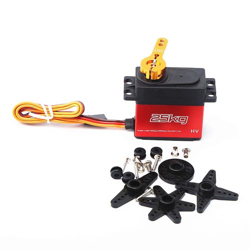25KG Servo Numérique avec 25T Bras Servo IP66 Imperméable Engrenages En Cuivre 180 Angle de fonctionnement pour 1/12 1/10 RC Voiture Bateau Avion Robot