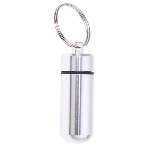 Argent pilule médecine boîte porte étui conteneur Capsule bouteille porte clés