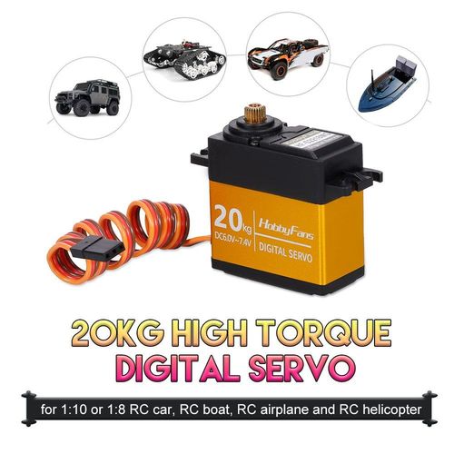 Servo numérique 20KG, bras à couple élevé, engrenage métallique étanche pour modèle de voiture RC 1/10 1/8, bateau RC, avion, hélicoptère RC