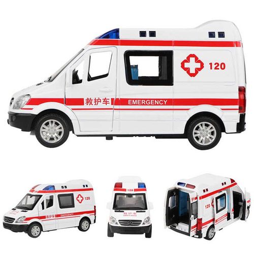Modèle De Voiture En Métal Moulé, Ambulance D'hôpital 1:36, Avec Son Et Lumière En Retrait, Jouets, Cadeaux Pour Garçons Et Filles