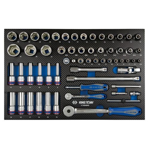 Module mousse + PP 60 pièces douilles 1/4 & 1/2 et accessoires