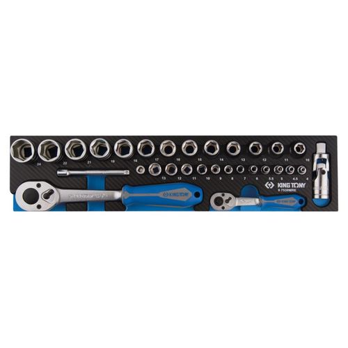 Module mousse + PP 30 pièces douilles 1/4 & 1/2 et accessoires