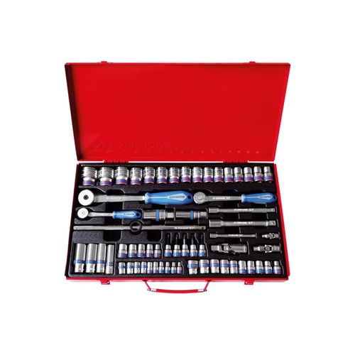 Coffret douilles 1/4 + 3/8 + 1/2 62 pièces
