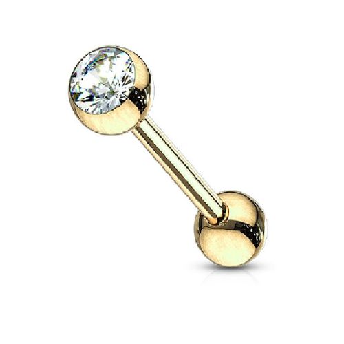Piercing Langue Zian Doré Or Acier Chirurgical Inoxydable Anti Allergique Barbell Lovepiercing