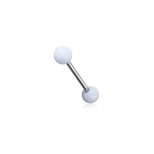 Piercing Langue Acier Chirurgical Inoxydable Anti Allergique Barbell Tiago Blanc Lovepiercing