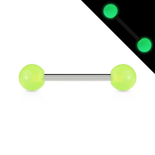 Piercing Langue Fluo Phospho Acier Chirurgical Inoxydable Anti Allergique Barbell Gordon Jaune Lovepiercing