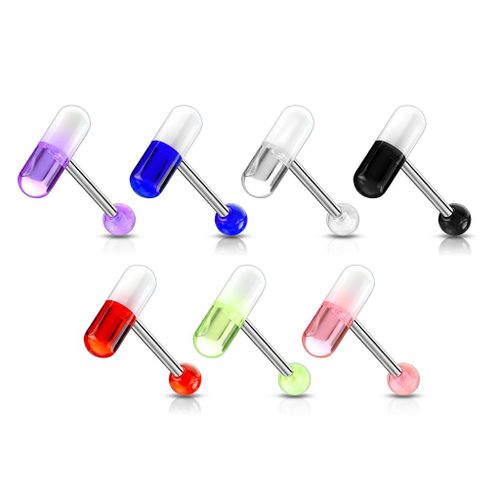 Lot 7 Piercings Langue Piper Gélule Pilule Médicament Acier Chirurgical Inoxydable Anti Allergique Barbell Lovepiercing