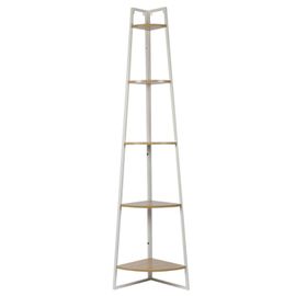 Etagère D'angle 5 Niveaux En Bois Et Métal Edison - Blanc Et Marron