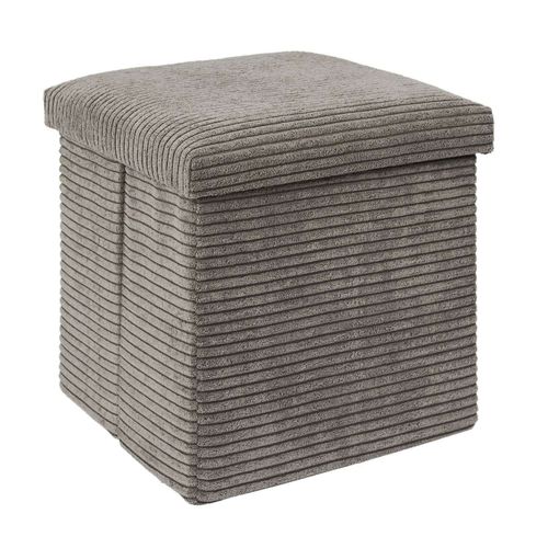 Pouf De Rangement Pliable Effet Côtelé - Taupe