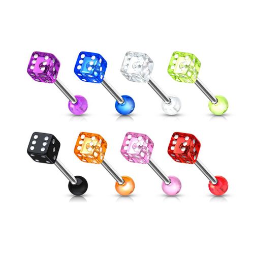 Lot 8 Piercings Langue Dina Dé Poker Casino Acier Chirurgical Inoxydable Anti Allergique Barbell Lovepiercing