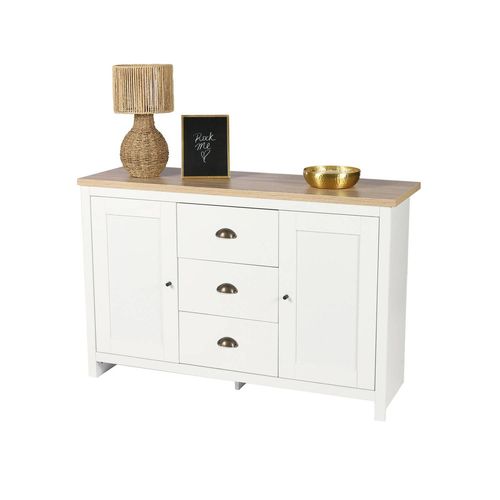 Buffet 2 Portes Et 3 Tiroirs En Bois Hanoi - Blanc