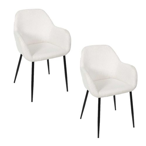 Lot De 2 Fauteuils En Tissu Côtelé Drammen - Beige