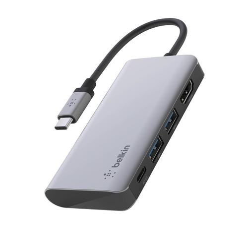 HUB USB-C 4en1 HDMI 4K, 2x USB 3.0 et USB-C Power Delivery 100W Belkin