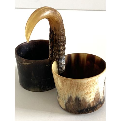 Ancien Saleron Corne Véritable Souvenir Sel & Poivre Vintage Chamonix Art Déco