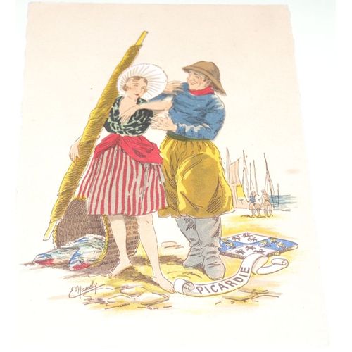 Carte Postale Aquarelle - Costume Et Blason Picardie - Éditeurs Barré-Dayez