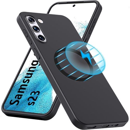 Coque Pour Samsung Galaxy S23 Avec Cercle Métal Mat Noir - E.F.Connection