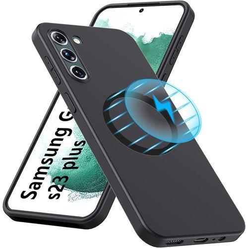 Coque Silicone Pour Samsung Galaxy S23 Plus Avec Cercle Métal Noir - E.F.Connection