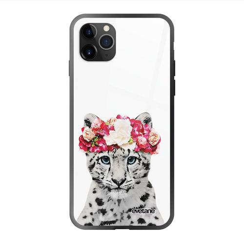 Coque En Verre Trempé Iphone 11 Pro Leopard Couronne Ecriture Tendance Et Design Evetane.