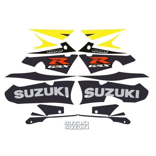 Kit Autocollants Compatible Avec Moto De Route Suzuki Gsxr 600 2003 Jaune