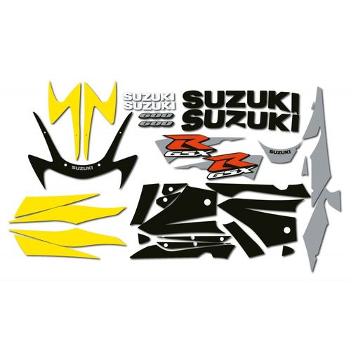 Kit Autocollants Compatible Avec Moto De Route Suzuki Gsxr 600 2002 Noire