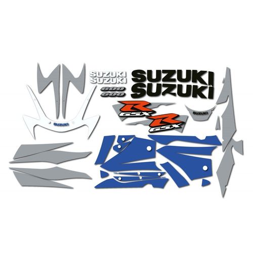 Kit Autocollants Compatible Avec Moto De Route Suzuki Gsxr 600 2002 Bleue