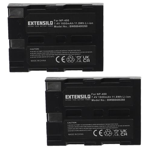 EXTENSILO 2x Batteries remplacement pour Minolta NP-400 pour appareil photo, reflex numérique (1600mAh, 7,4V, Li-ion)